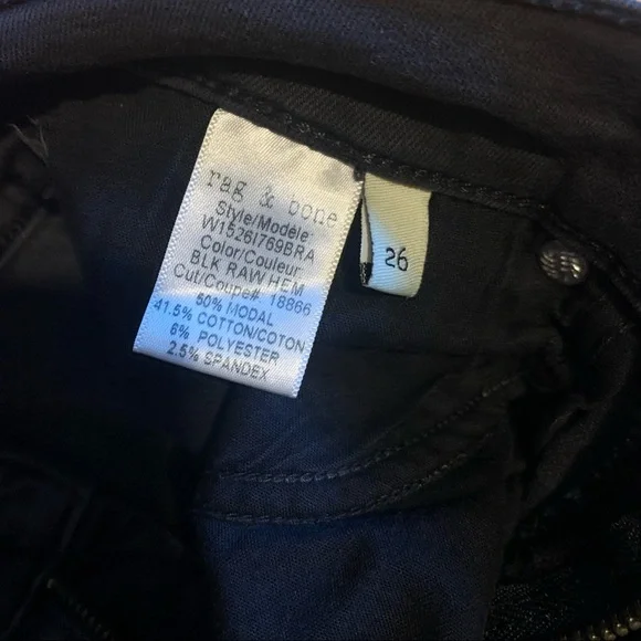 Rag & Bone Skinny Ankle Black Raw Hem Size 26 - Picture 15 of 15
